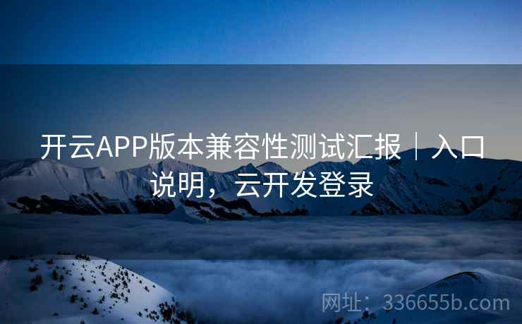 开云APP版本兼容性测试汇报｜入口说明，云开发登录